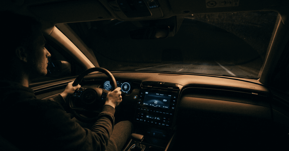 Lynk & Co Z20 na noční dálnici s vypnutými světly