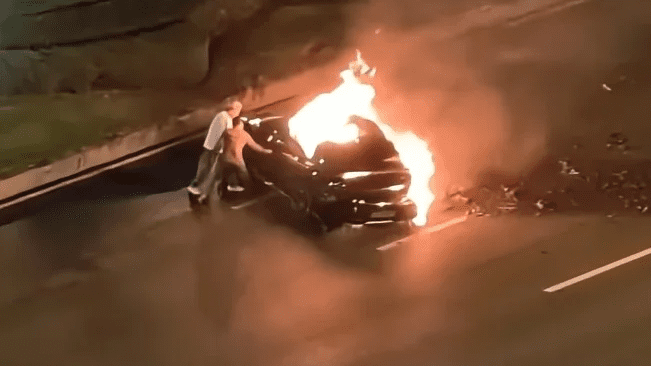 Xiaomi SU7 po fatální nehodě v Chengdu