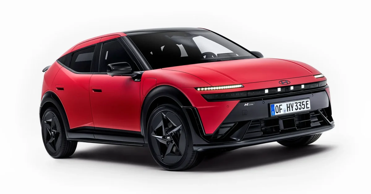 Hyundai IONIQ 3 N Line červený exteriér Aero Hatch hatchback