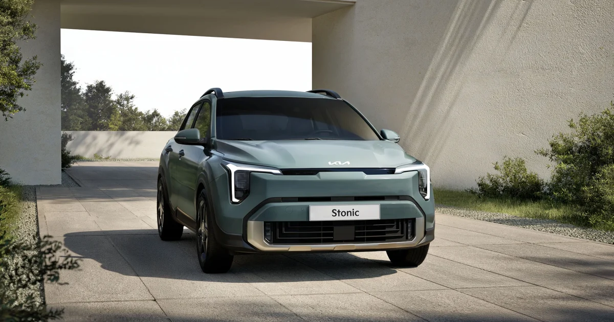 Kia Stonic 2026 z tříčtvrtečního pohledu zepředu