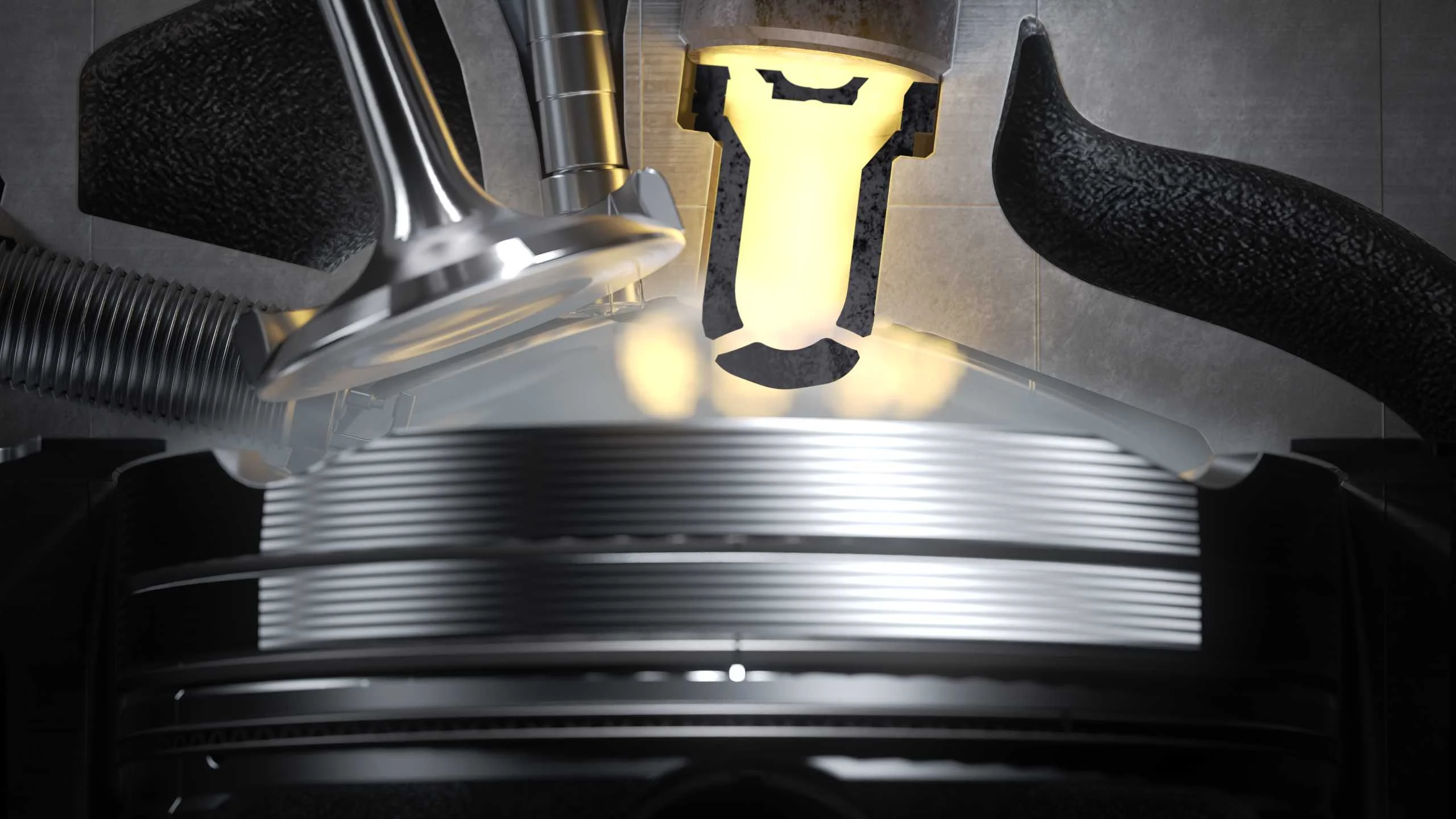 Detail předkomůrky a hlavního ventilu BMW M Ignite