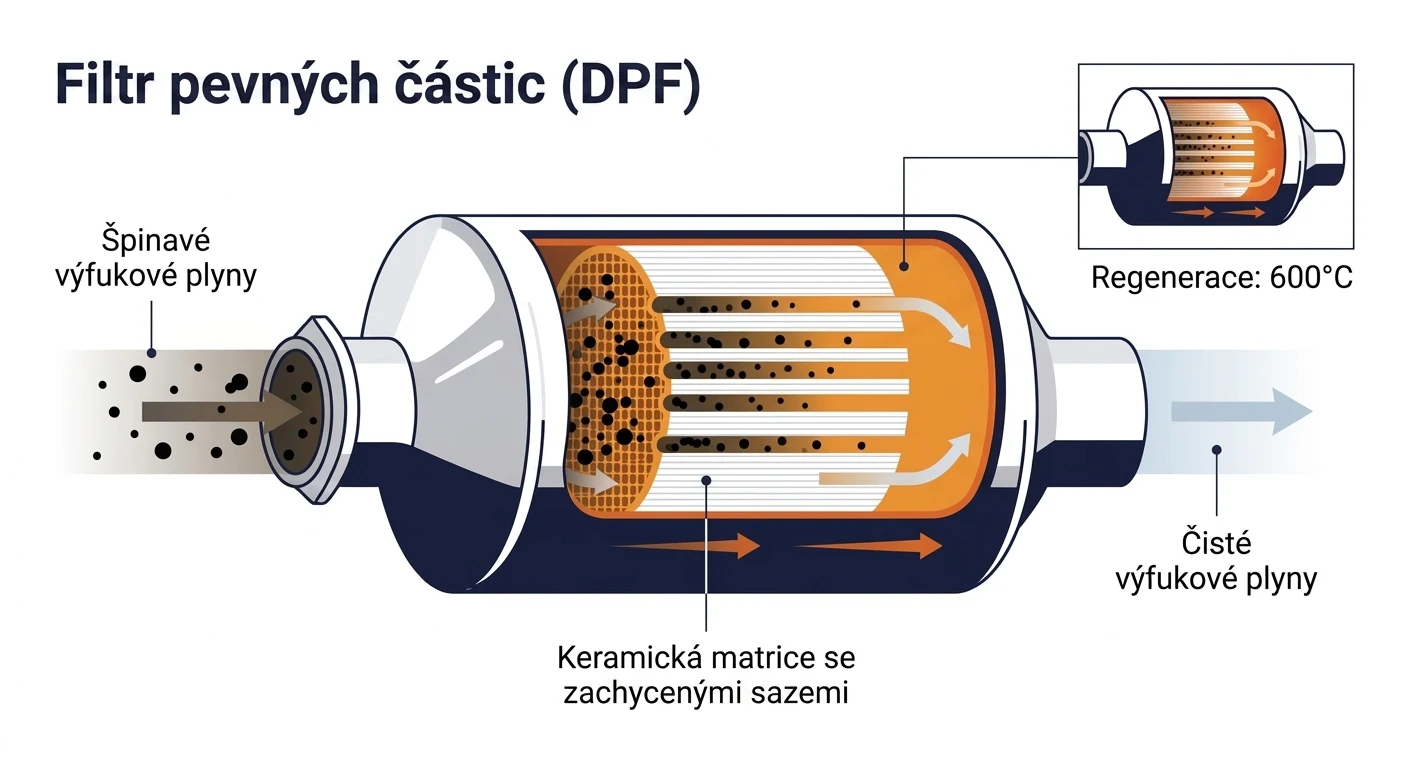 Schéma DPF filtru: jak funguje filtr pevných částic a regenerace