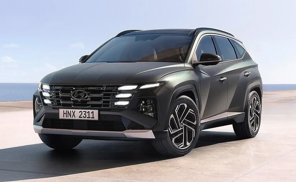 Hyundai Tucson 2024 facelift z předního tříčtvrtečního pohledu