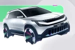 Škoda Epiq - design skica předního pohledu na elektrické kompaktní SUV