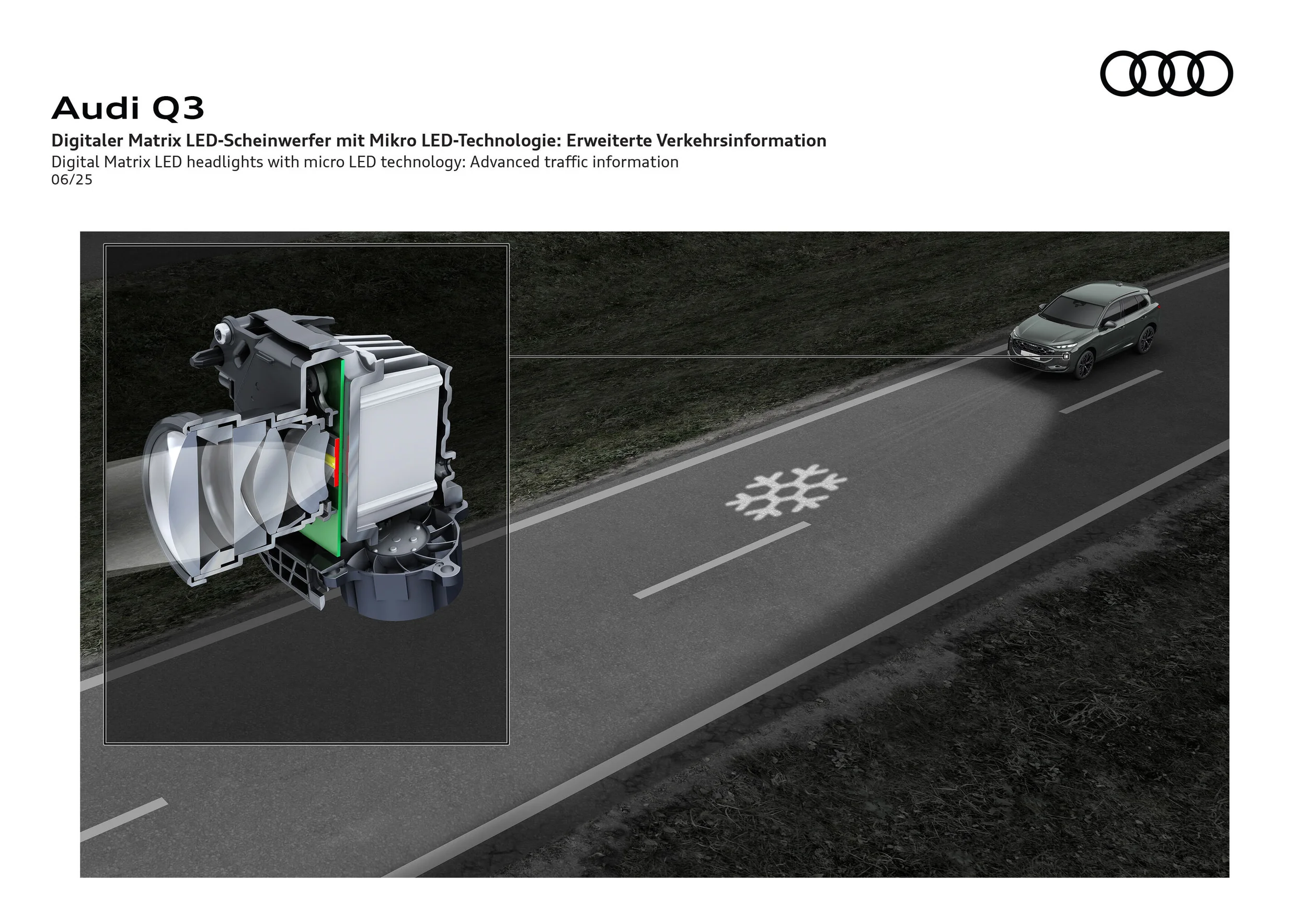 Digitální Matrix LED světlomet Audi Q3 s projekcí na vozovku