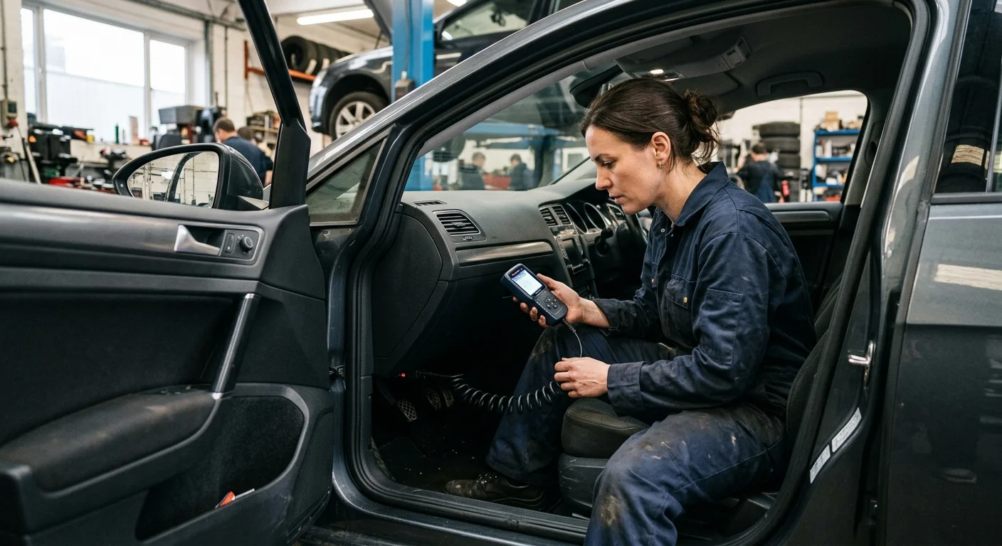 Mechanik čte chybové kódy diagnostikou OBD