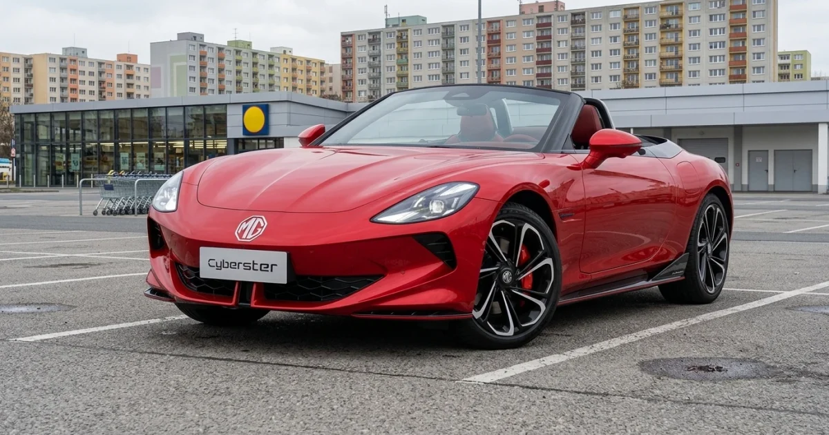 MG Cyberster - elektrický roadster s nůžkovými dveřmi, pohled zepředu