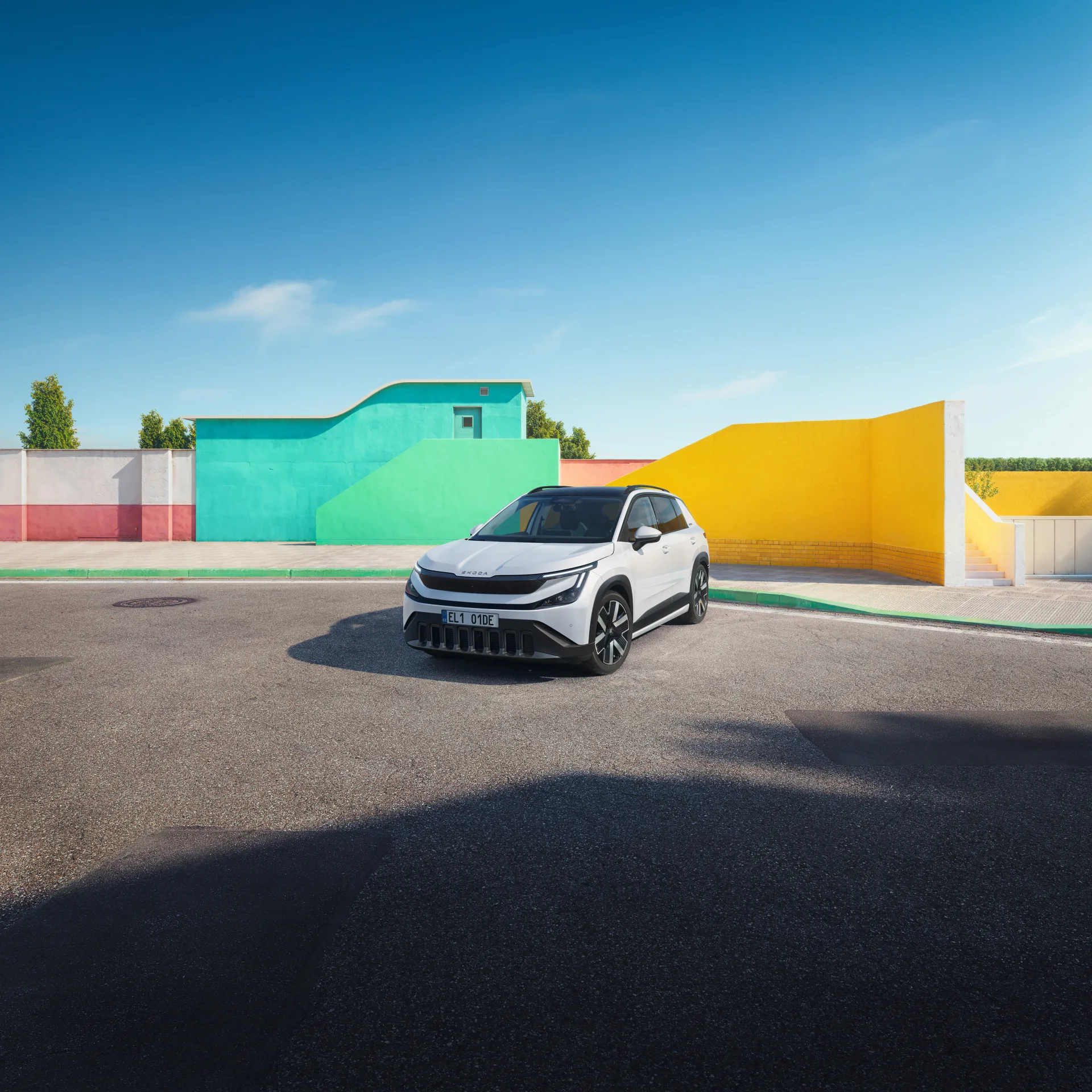 Škoda Epiq zepředu, nový designový jazyk Modern Solid