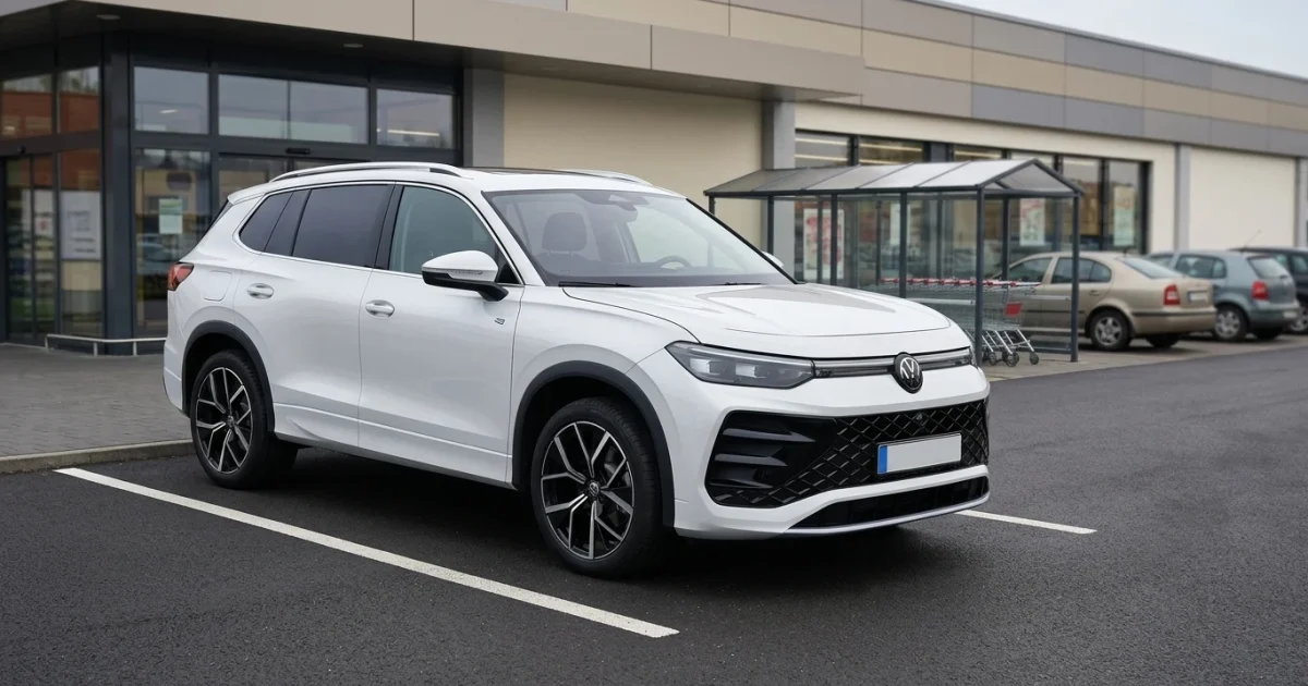 Volkswagen Tayron na parkovišti u supermarketu