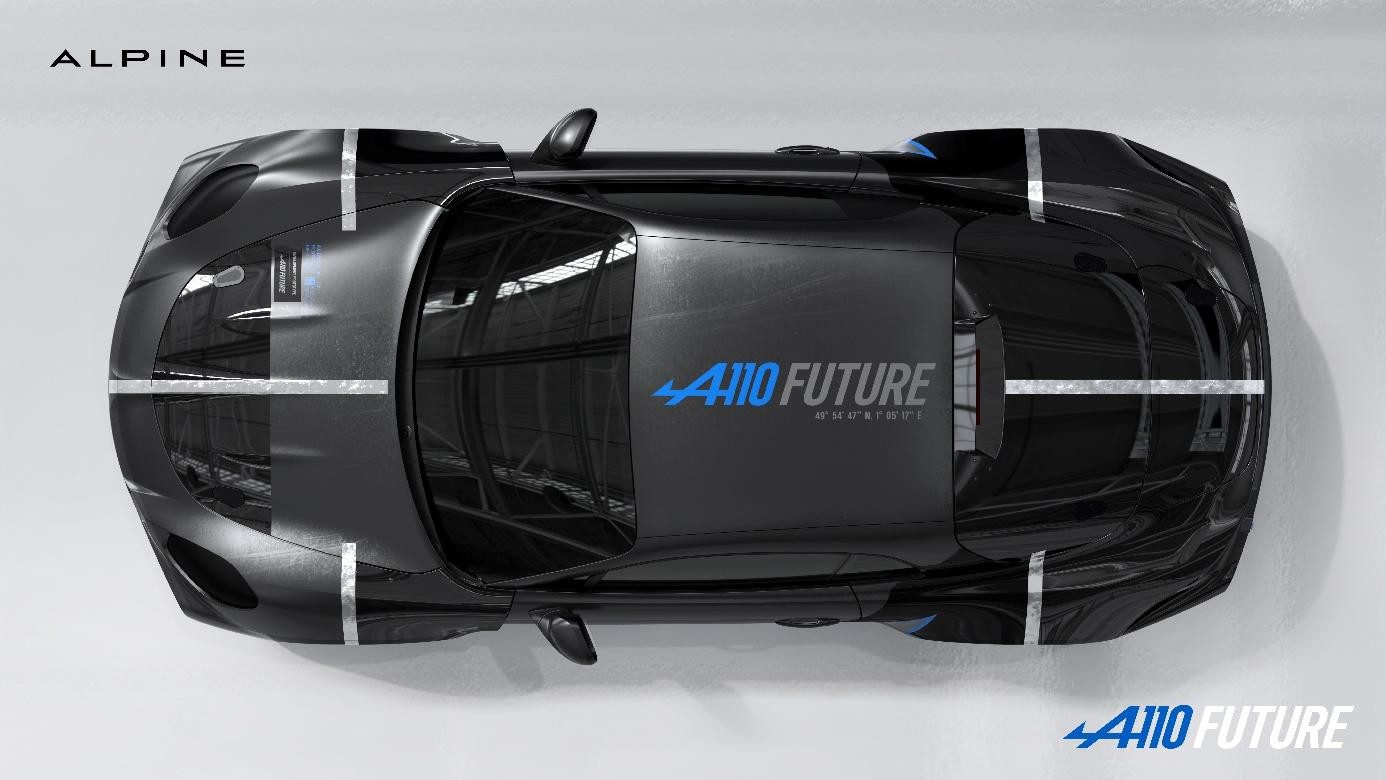 Alpine A110 FUTURE - horní pohled na vývojový prototyp a rozložení platformy