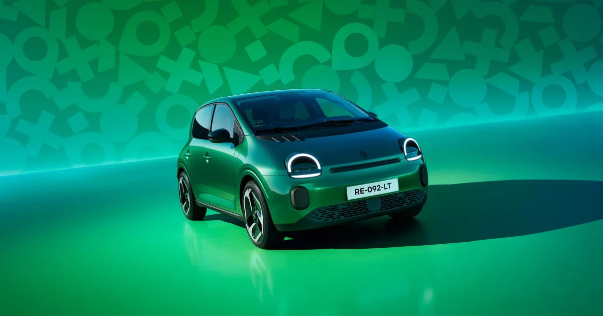 Renault Twingo E-Tech Electric v zelené barvě, elektromobil pod 20 000 eur