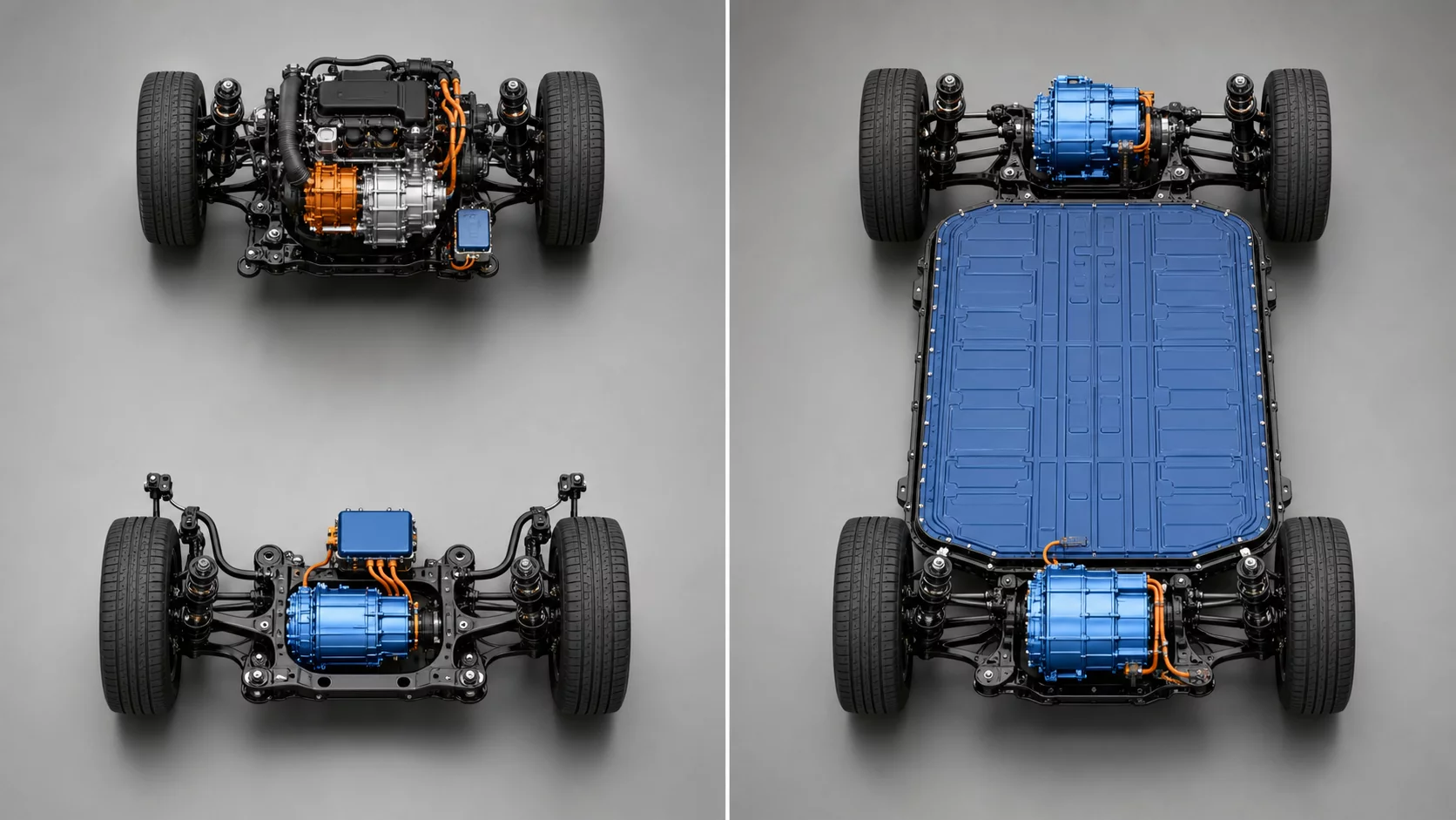 Hybridní elektrická zadní náprava a dvoumotorový elektrický pohon všech kol