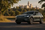 Volvo EX60 2026 v české krajině, pohled zepředu ze tří čtvrtin