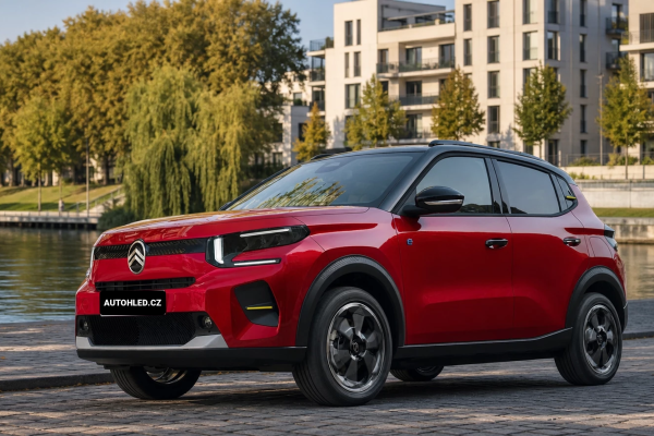 Citroën ë-C3 v červené barvě u brněnské řeky