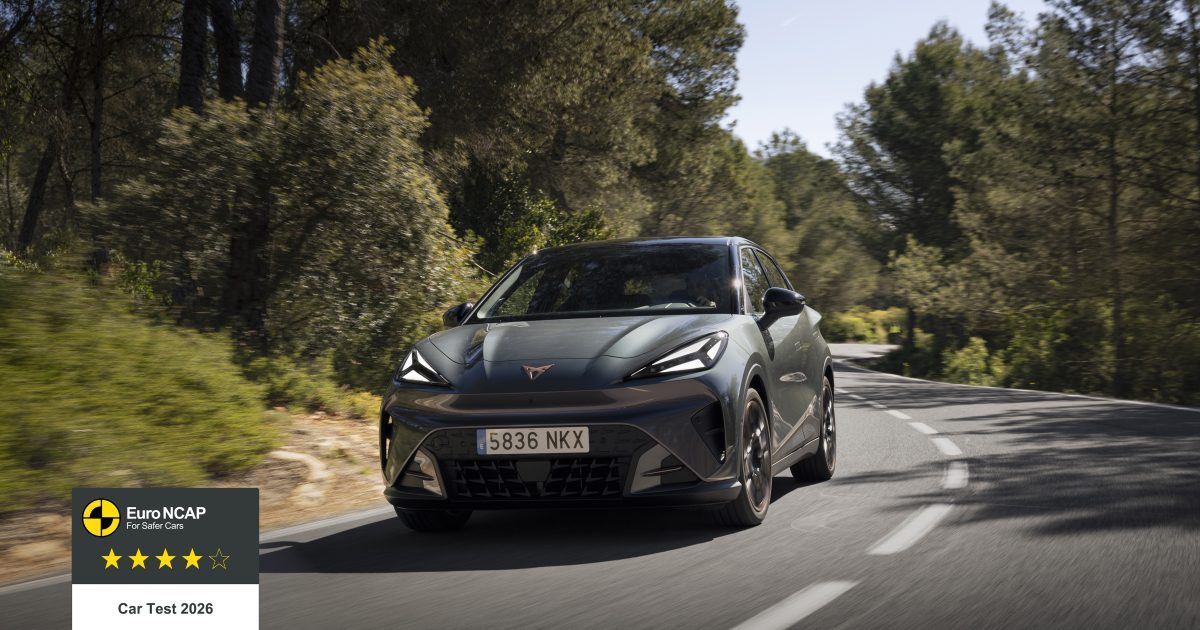 CUPRA Raval při jízdě, hodnocení Euro NCAP 2026 se Safety Packem