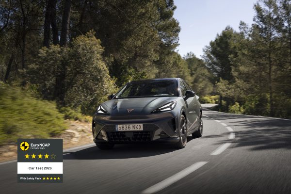 CUPRA Raval při jízdě, hodnocení Euro NCAP 2026 se Safety Packem