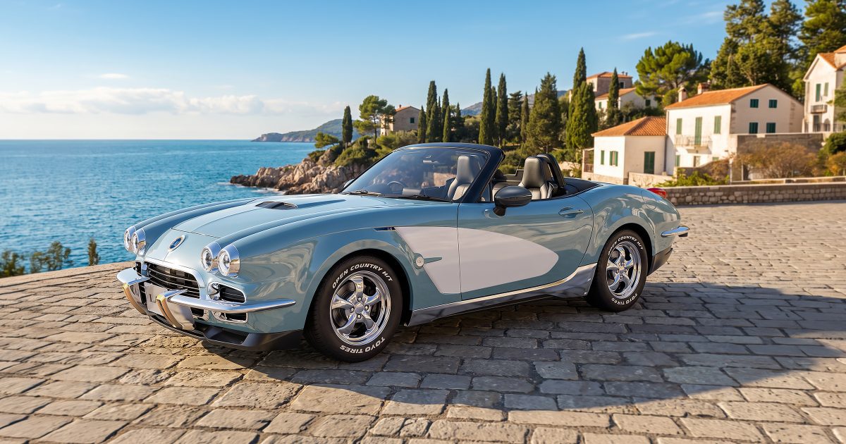 Mitsuoka LA1 zepředu s dvojicí kulatých světlometů
