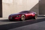 Alfa Romeo Cuorerosso, přední tříčtvrteční pohled na červený koncept