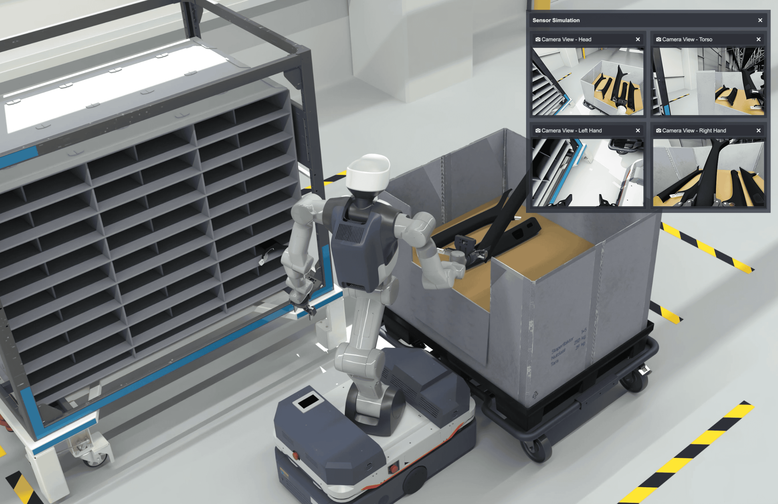 Počítačová simulace mobilního humanoidního robota v logistickém pracovišti