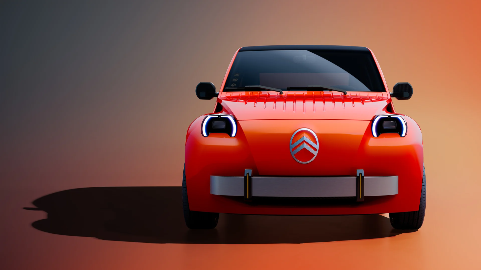 Citroën 2 CV Concept zepředu s kulatými světlomety