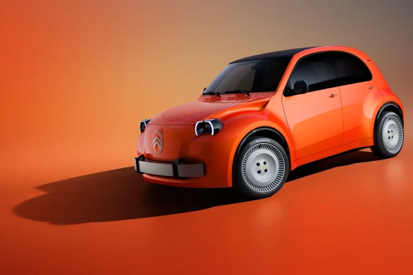Citroën 2 CV Concept v barvě Infra Red, přední tříčtvrteční pohled