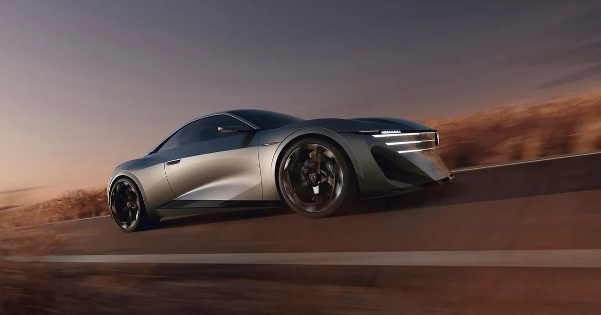 Peugeot RCZ Vision, pohled na celé konceptové kupé zepředu a z boku