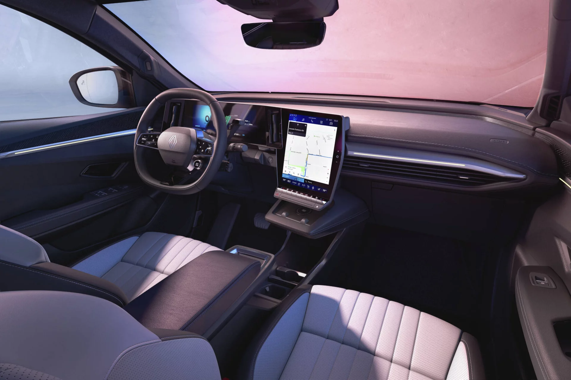Interiér Renaultu Scenic E-Tech elektrický s displejem openR link
