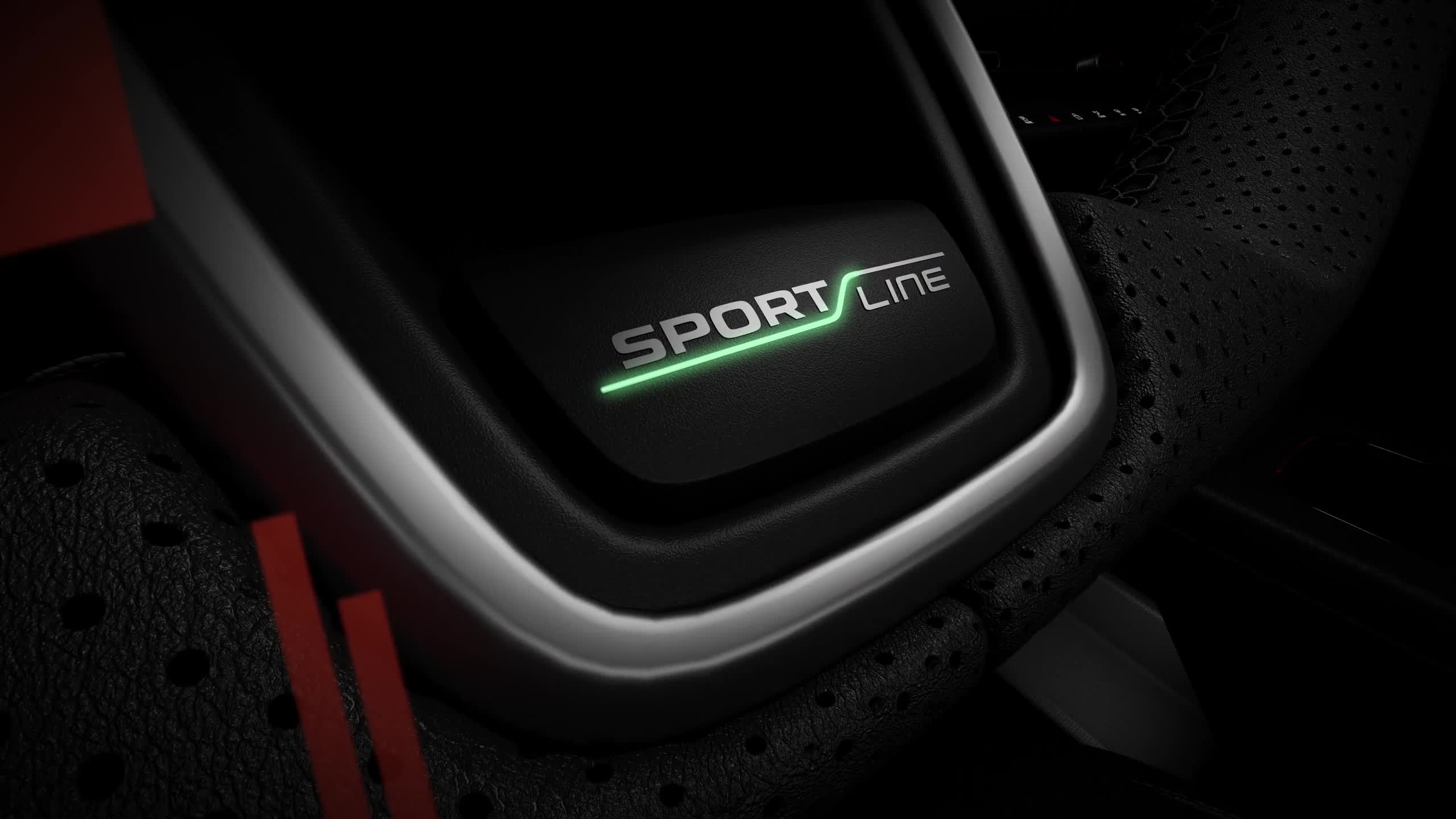 Detail označení Sportline v interiéru Škody Epiq z oficiální upoutávky