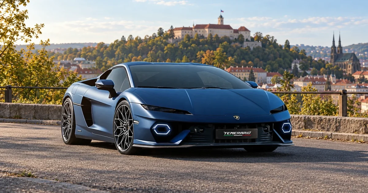 Lamborghini Temerario, česká redakční kompozice s Brnem v pozadí