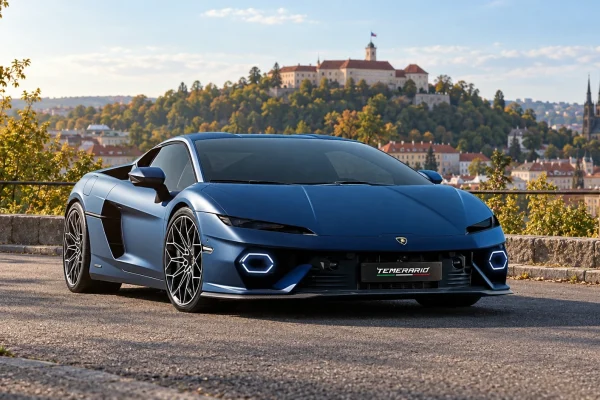 Lamborghini Temerario, česká redakční kompozice s Brnem v pozadí