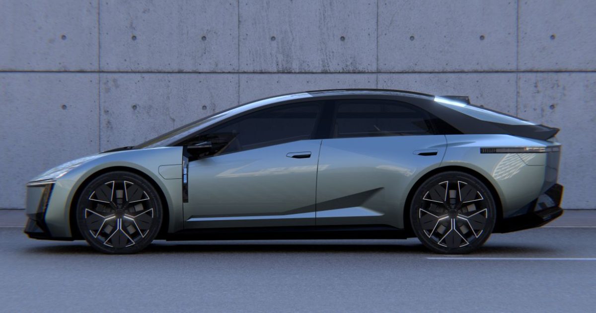 Toyota Corolla Concept z roku 2025, oficiální boční pohled na studii